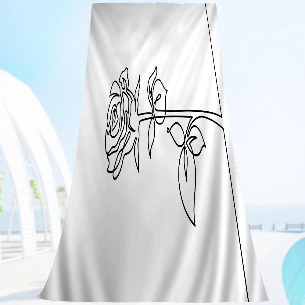 Geometric Simplified Line Microfiber Printed Beach Towel Mountain Climbing Yoga Beach Swimming Running Absorbent Soft Towel