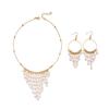 Retro Imitation Pearl Tassel Necklace and Earring Set - European & American Bestseller