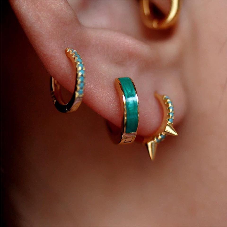 ZAKOL Simple Colorful Zircon Small Hoop Earrings for Women Girls Fashion Huggie Ear Buckle Women's Zircon Pendientes Mujer