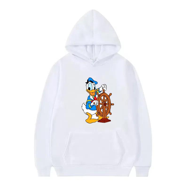 Disney Donald Duck Muster Damen Fleece Sportlich Locker Grau Herbst Oberteile Kleidung Pullover Damen Günstig Y2k Hoodies Herren Sweatshirts