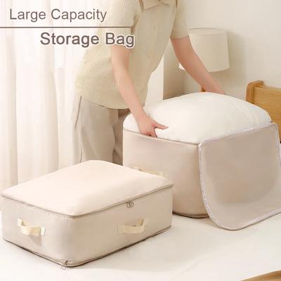 Large Capacity Quilt Storage Bag Bedroom Cloth Compression Bag Duvet Storage Bag Wardrobe Organizer Save Space Compressible Bag