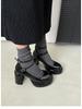 2024 Retro Chunky White Mary Jane Heels: Women's Small-Size Platform for Autumn/Winter