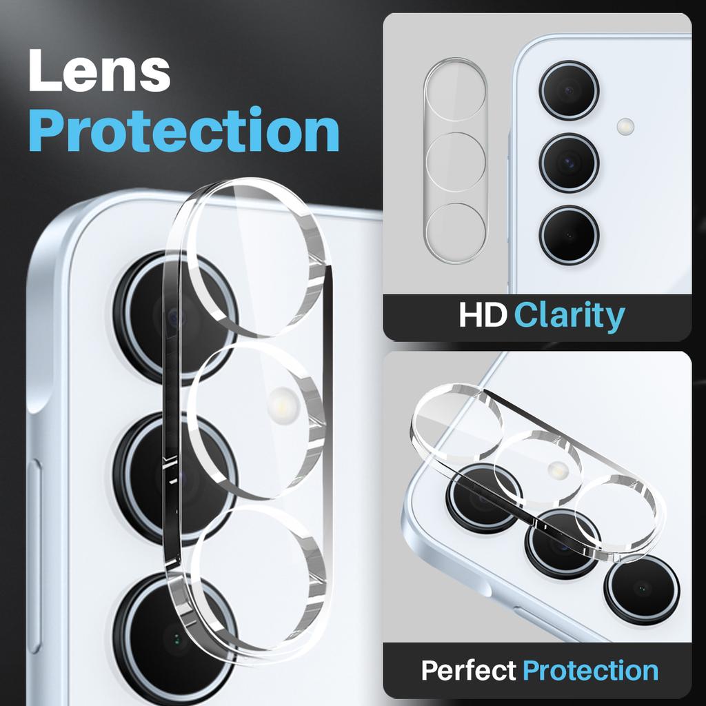 NORTHJO For Samsung Galaxy A35 5G Case Transparent PC+TPU Phone Cover Set with Screen Film+Lens Film