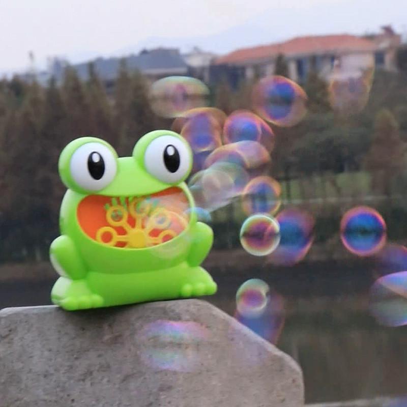 Máquina automática de burbujas con forma de rana, juguete para fiestas de verano al aire libre para niños