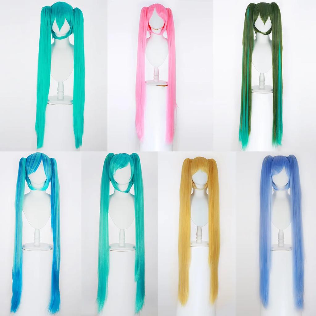 28 Colori Mi Ku Parrucca Cosplay Lunga Resistente al Calore Capelli Sintetici Code di Cavallo con Clip Feste di Halloween Parrucche + Cuffia per Parrucca Snow Mi Ku