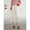 ELLE Women's Fleece-Lined French Knit High-Waist Straight-Leg Cropped Pants