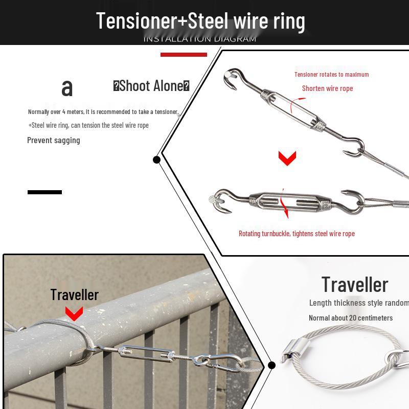 Stainless Steel Clothesline: Outdoor Non-slip, Plastic-coated Wire Rope for Clothes and Quilt Drying.