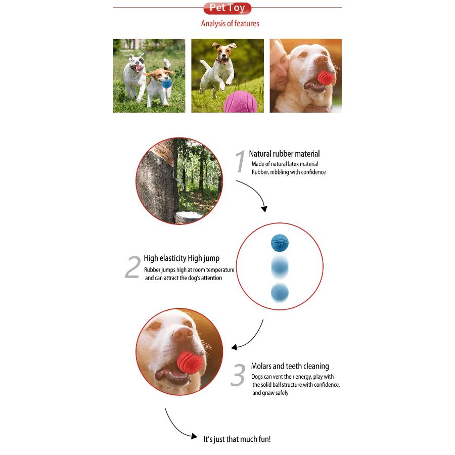 Dog Toy Bouncy Bite Resistant Solid Ball Rubber Chewing Toy Outdoor Throwing Retrieve Dog Training, Without Battery