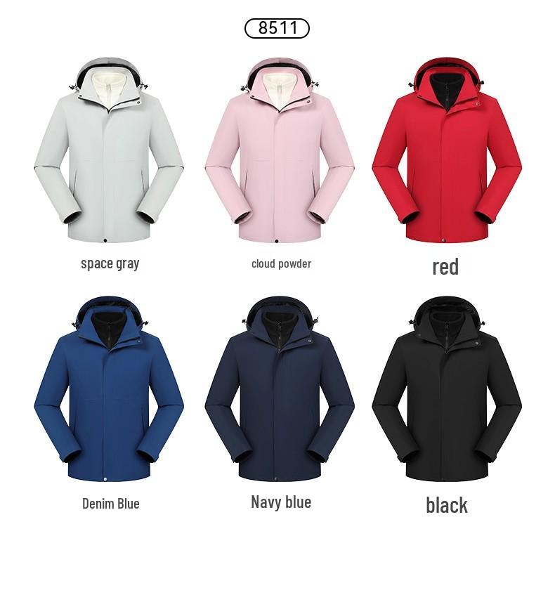 Thickened 3-in-1 Workwear Mountaineering Jacket with Custom Embroidery Logo for Winter 4S Shop Enterprise Culture.