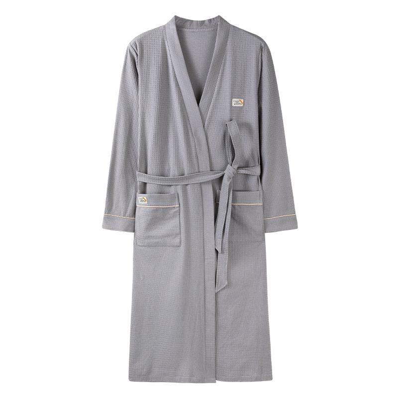 Nightgown Women'S Spring And Autumn Cotton Long-Sleeved Simple Casual Bathrobe Women'S Medium And Long Pajamas Loungewear