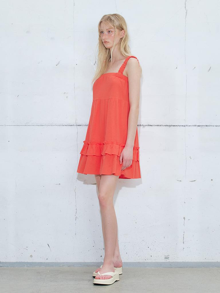 Etmont Frill Banding Mini Dress, Red