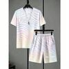 Fashion Men's Set Colorful Tiger Zebra Stripe Printed Men's T-shirt and Shorts 2 Piece Set Summer Casual Outdoor Men's and Women's T-shirt Sets