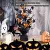 Halloween Artificial Tree Decoration With Pumpkins and Black Maples Leaves for Home Party Desktop Display