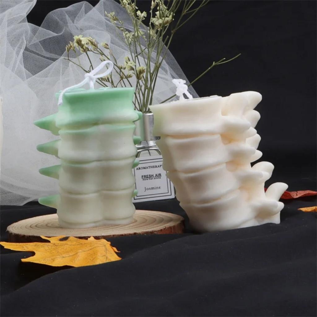1pc Spine Candle Mold for Halloween Decor Premium Scented Candles 3D Broken Shell Egg Candle Silicon Mould Human Vertebrae Mold