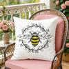 Bee Art Botanical Cushion Cover Soft Plush Throw Pillow Cover  DoubleSided Decorative Cushion Case  Sofa Bedroom Home Decor