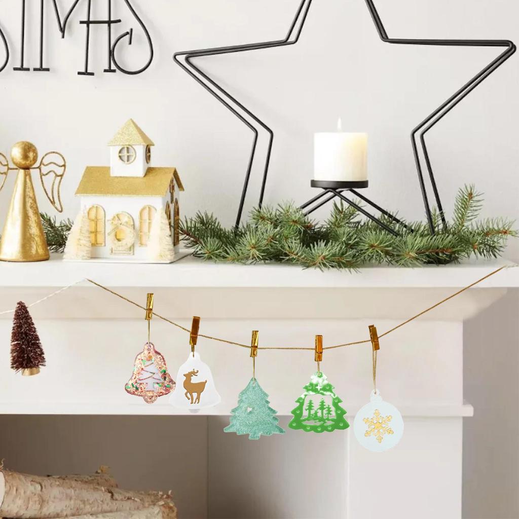 Christmas Molds Christmas Ornaments Resin Pendant Molds Snowflake Home Decor for Kitchen Window Shelf Plaster Wax Clay Fondant