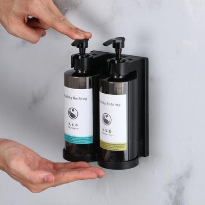 2PCS/Set Transparent Headed Soap Dispenser No Drill Wall Mount Shampoo Soap Dispenser Set Bathroom Organizer