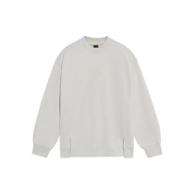 Li-Ning X Jackie Chan Co-Branded Kung Fu Series Pure Color Loose Round Neck Pullover Sweatshirt Unisex Tops White AWDS301-1