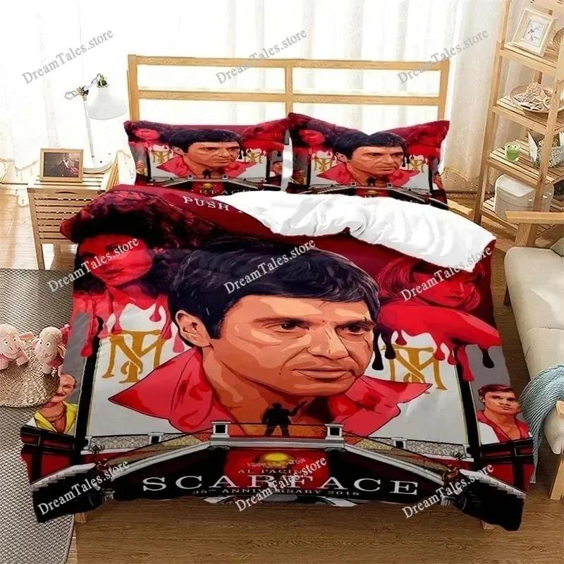 3D Print Tony Montana Scarfaces Bedding Set Duvet Cover Bed Set Quilt Cover Pillowcase Comforter King Queen Size Boys Adult741