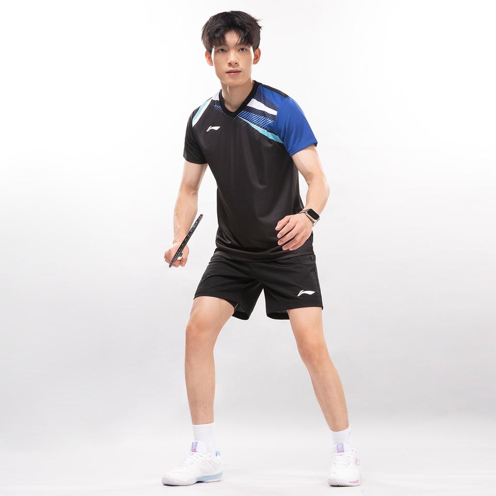 Li Ning Badminton Serie Schnelltrocknendes Atmungsaktives Trainings Kurzarm T-Shirt Und Shorts Lässiges Sportset Unisex Sportset AATV075-1