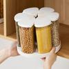 6 Pieces Moisture-Proof 6 Grids Grain Storage Box Food-Grade Rotating Rice Container  Home Use