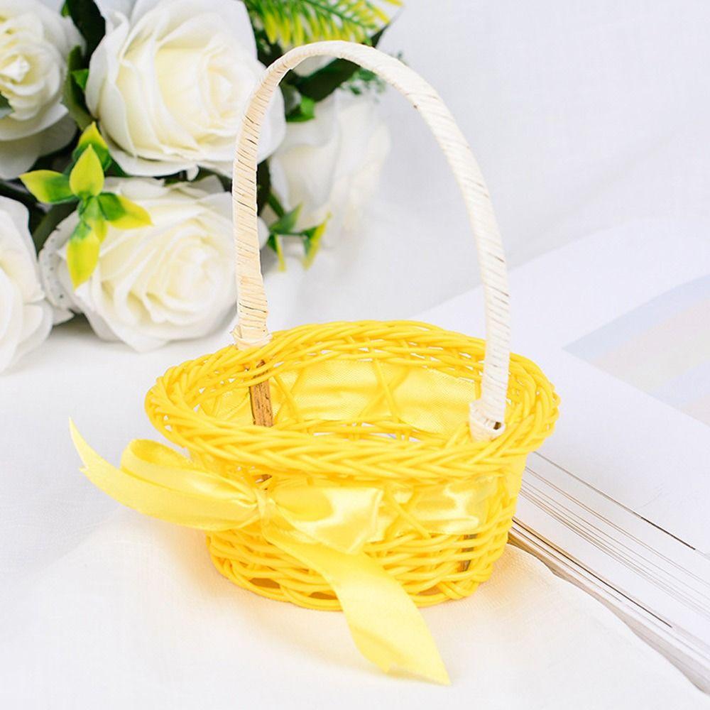 Rattan Woven Small Flower Storage Basket Hand-woven Wicker Flower Basket  For Plant Home Wedding