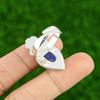 Natural Lapis Lazuli 925 Silver Stackable Flower Adjustable Ring For Women