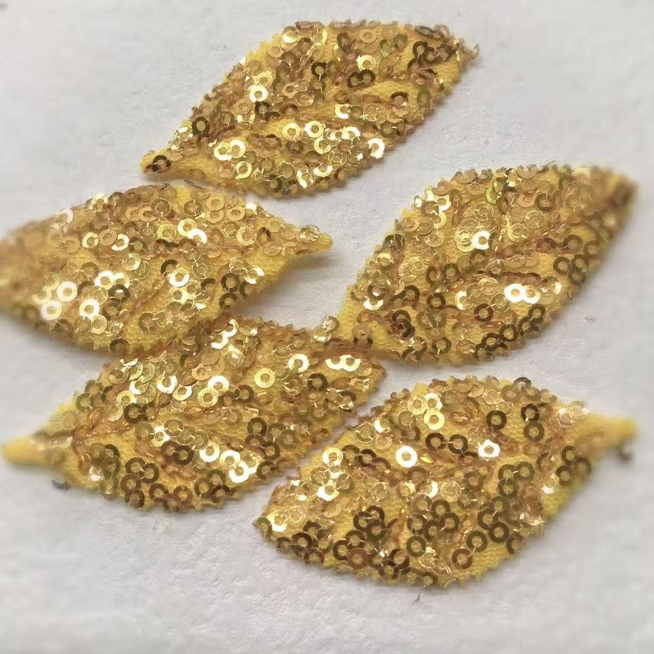 

10 шт. Золотые Серебряные Листья с Пайетками Вышитые Нашивки Аппликация Патч для Одежды Украшение серебряный