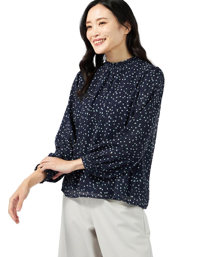 AC by Alpha Cubic Dot Size Medium Women's Lamé T-Shirt, 351603, Navy,