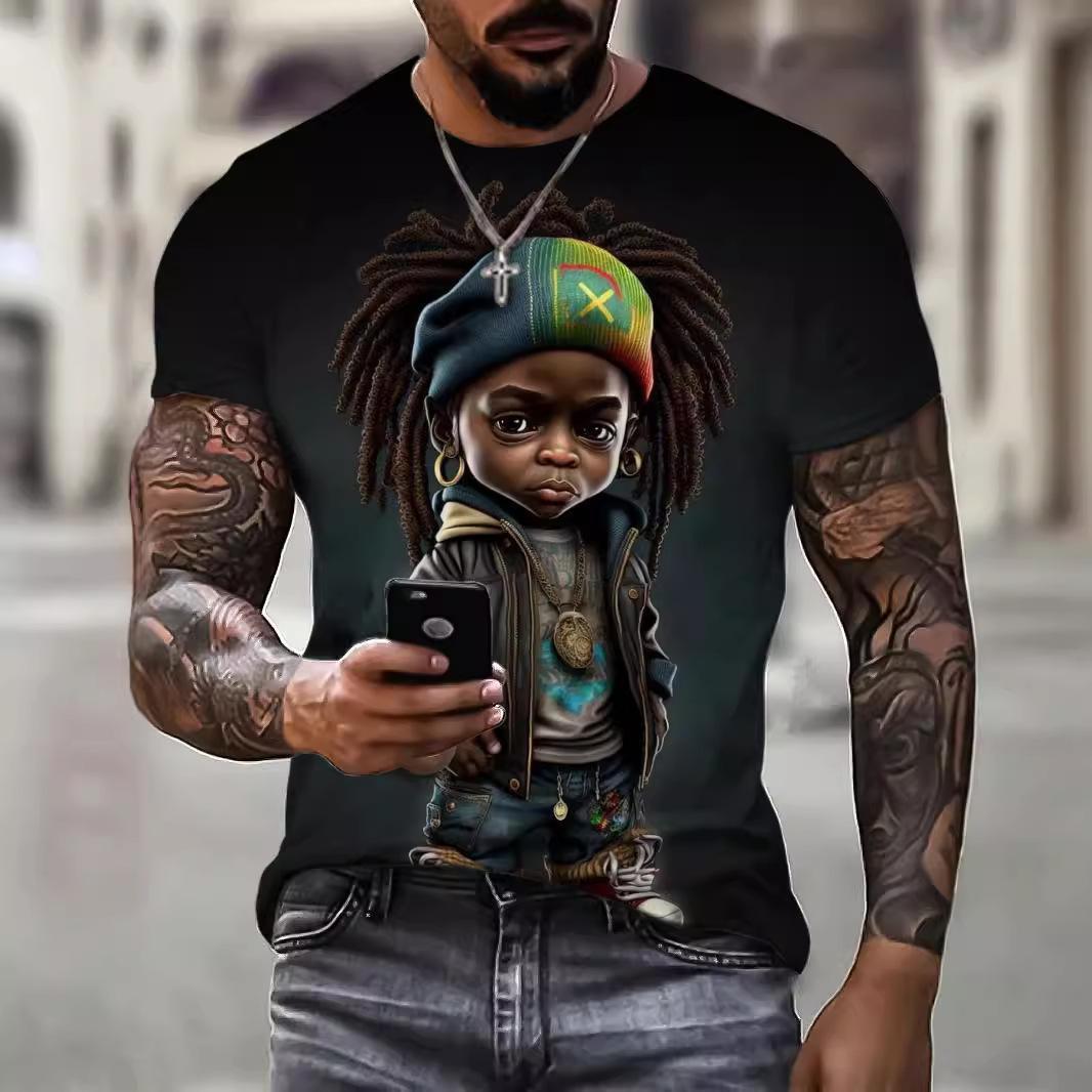 

Personalized 3D Printed T-shirt Men s Crew Neck Short-sleeved Casual Top S