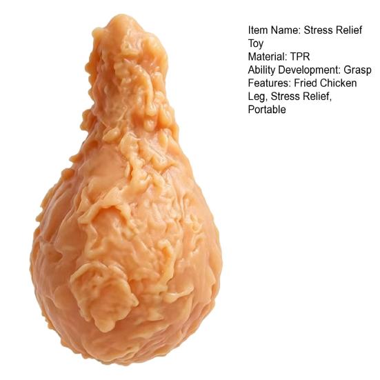 Stretchable Food Themed Toys Fried Chicken Leg Squeeze Toy Stress Relief Drumstick Sensory Fake Fidget Toy Desk for Basket Stuffers Party