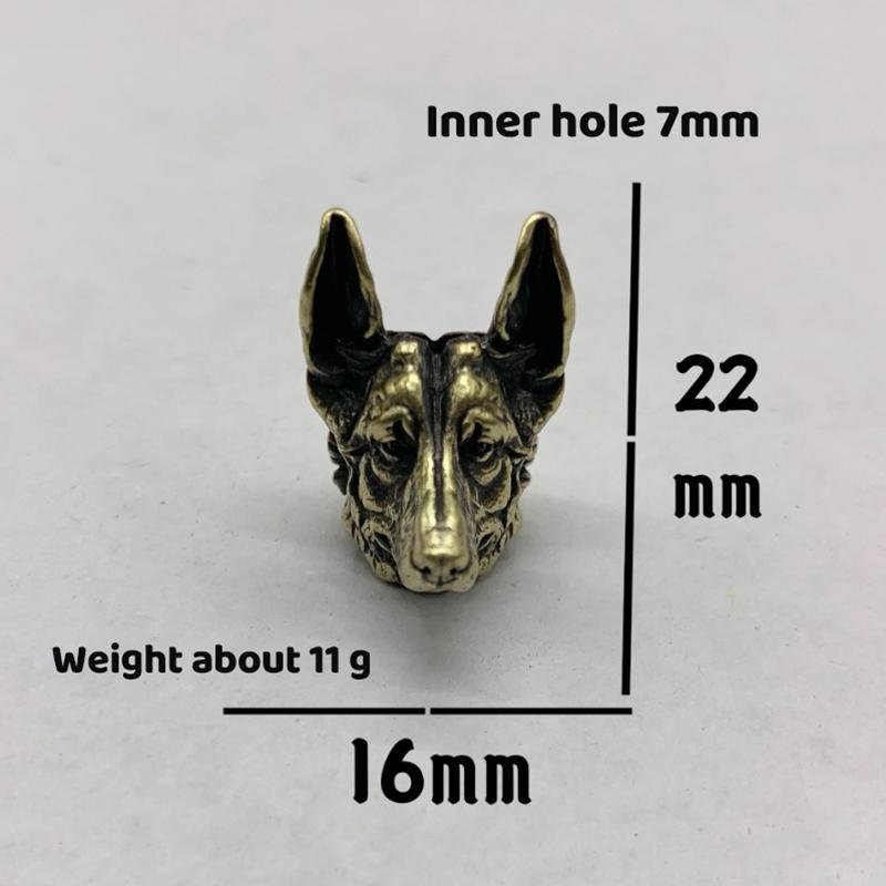 Brass Shepherd Head Keychain Pendant Designer Handmade Metal DIY Paracord Accessories for Fashion Outdoor Bag Charm