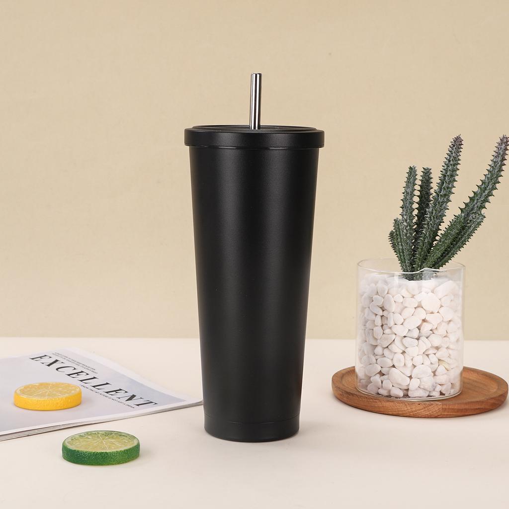 Rostfritt stål Svart kant Sugkopp Bärbar Bil Gåva Termosmugg Stor Kapacitet Vakuum Kaffemugg