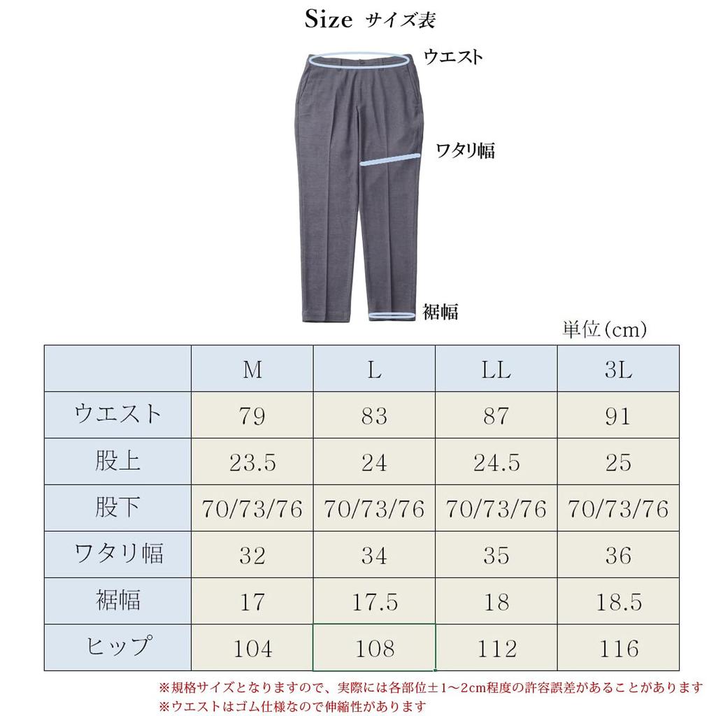 [PARIS 16e] Men's Slacks, Hemmed, Autumn/Winter, Warm Pants, Business, No Pleats, Slim Fit, Stretch, Navy, L 76