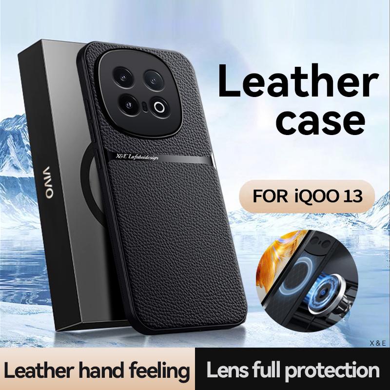 High Grade Luxury Magnetic Car Holder Leather Case For VIVO IQOO13 Vivo iQOO 13 Silicone Protective Back Cover