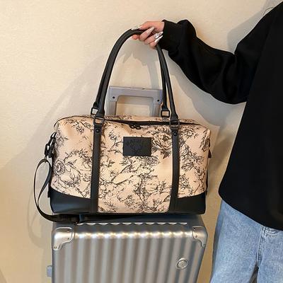 Damen Modische und Atmosphärische Muster Kontrastfarbene Handheld Reisetasche Große Kapazität Hebel Aufbewahrungstasche