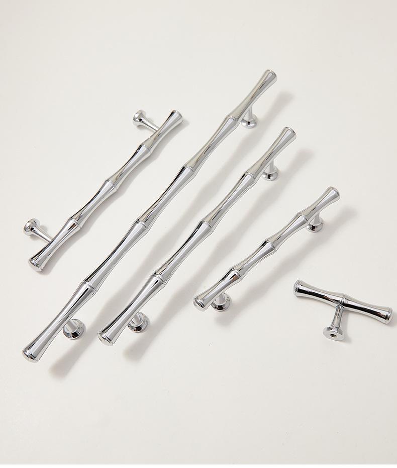 Brass Chrome Bamboo Wardrobe Handle - Modern Luxury Minimalist Nordic Drawer/Wine Cabinet Handle