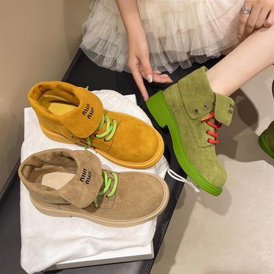 Martin Boots Women's Autumn and Winter New Sweet and Cool Wind Thick-soled Heightened Thick Heel Casual Single Boots Low Boots