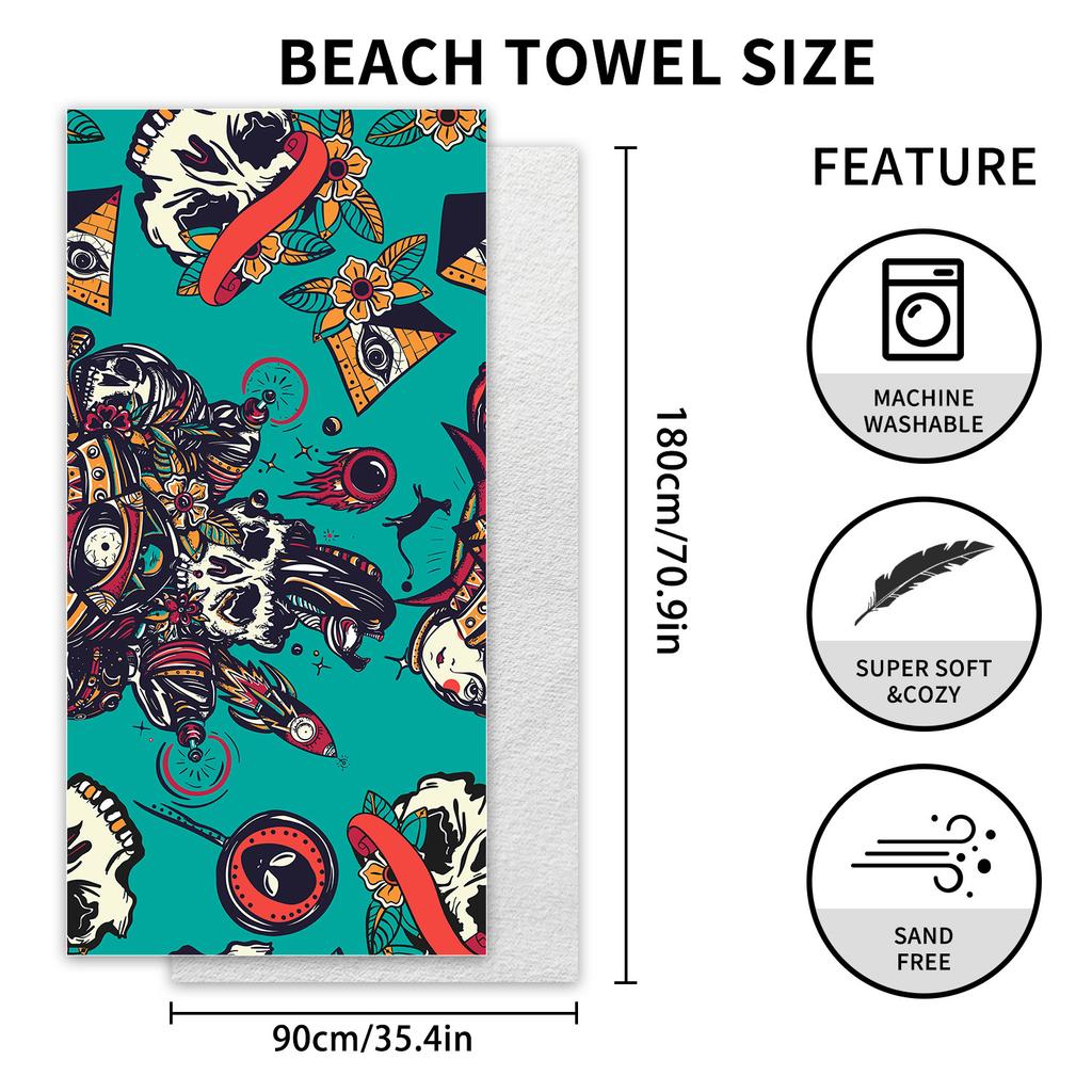 New, Double-sided Velvet Beach Towel Quick-drying Sports Towel Printed Bath Towel