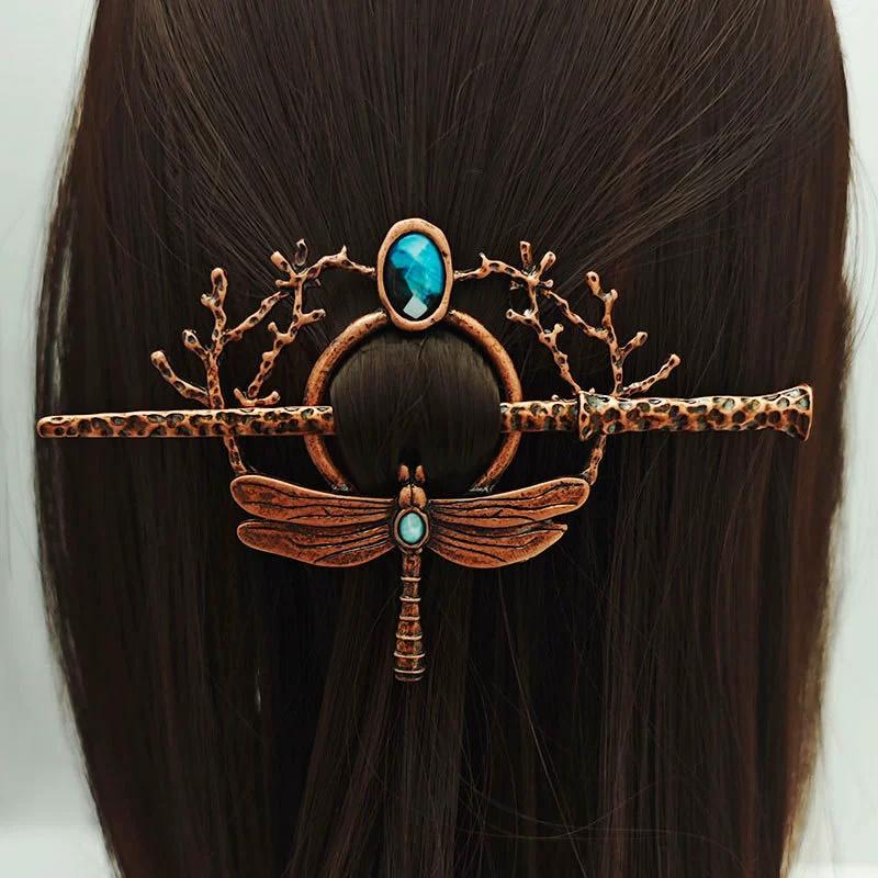 1PC Retro Dragonfly Hairpin Wind Hair Stick Women's Fashion Antique Color Hair Accessories Dress Up Headwear