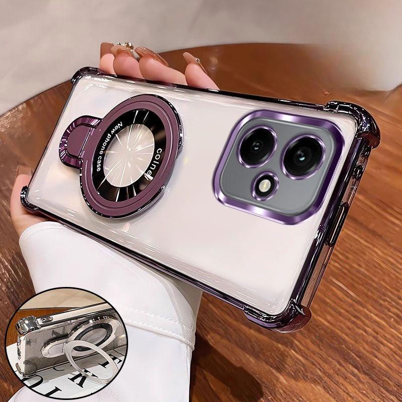 Glitzer Beschichtung Stoßfestes Case Für Huawei Honor 400 Lite Pro Fundas Magnetische Handyhalterung Hülle