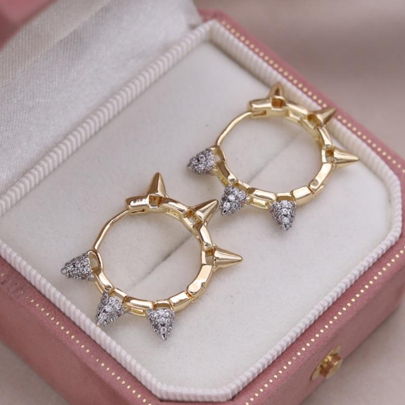 French new fashion jewelry two-tone plated water drop zircon geometric earrings elegant women's daily work bright accessories