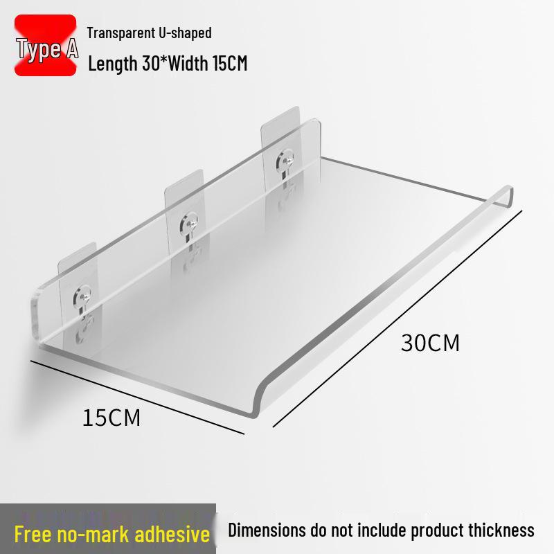 Acrylic Wall-Mounted Bathroom Mirror Cabinet with No-Punch Shelf
