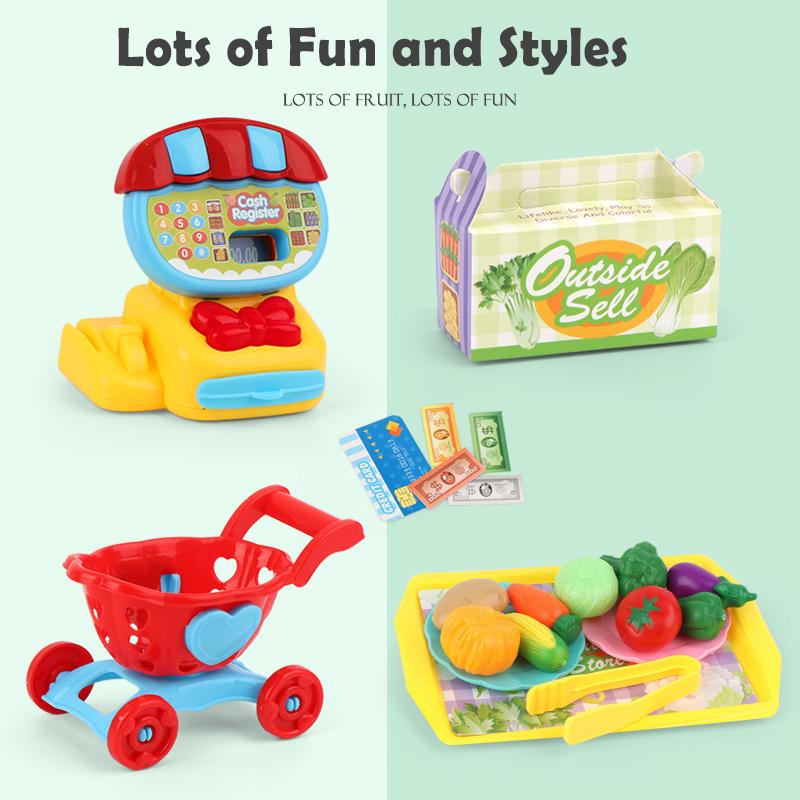 Kassenspielzeug Spielrechner Bargeld, Spielgeld Eis Gemüse Elektronischer Rechner Realistisch für Kinder ab 3 Jahren
