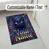 Ethereal Cat Theme Soft Crystal Velvet Rug Custom Name & Text Print Non Slip Floor Rug for Bedroom Living Room