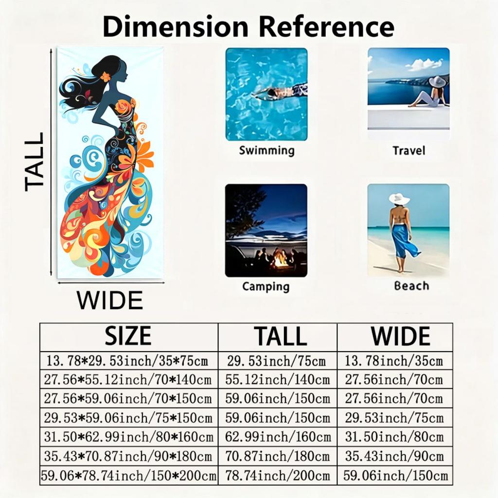 Premium Beach Towel with Strong Wrapping Function  Ideal for Camping  Swimming  Mother's Day Gift  Father's Day Gift  Suitable