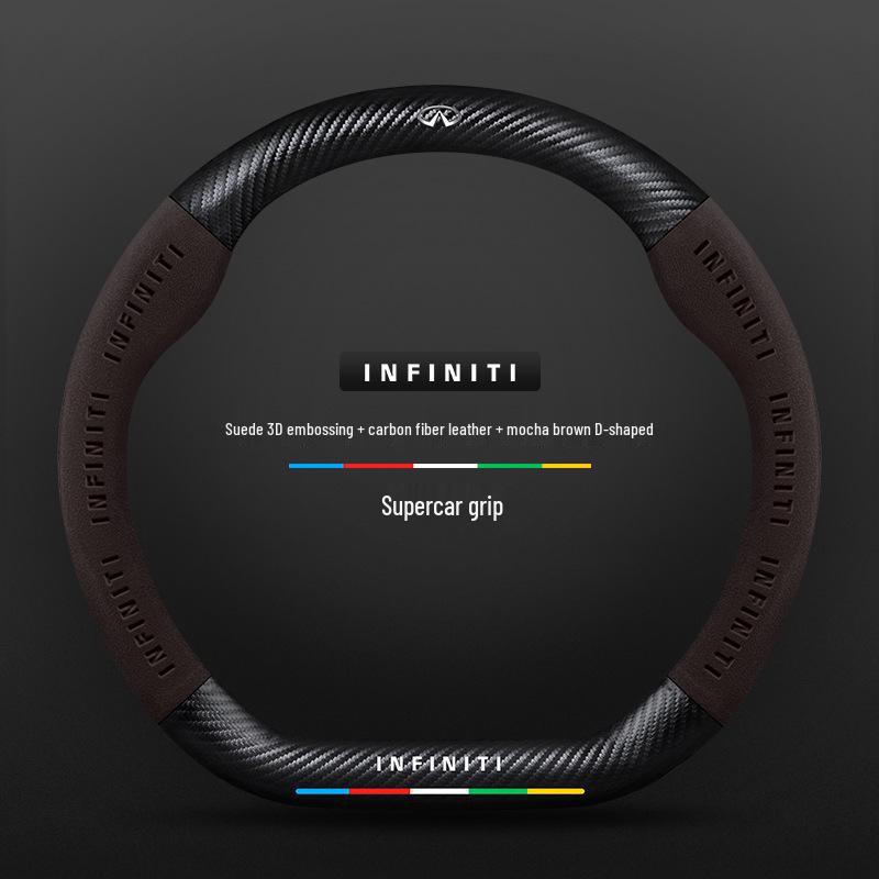 Infiniti Special Car Steering Wheel Cover - Genuine Leather, Suede, Carbon Fiber, Universal, Breathable, All-Season