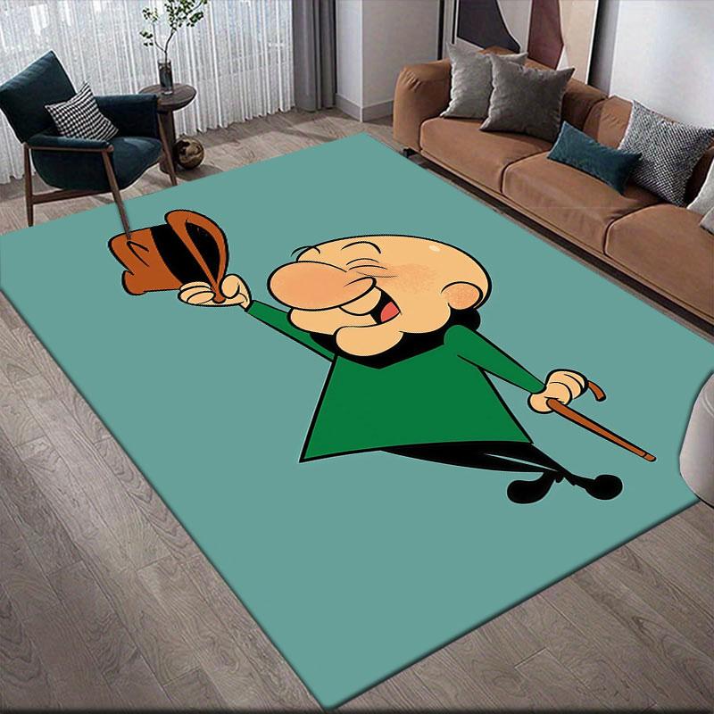 Mr. Magoo Flannel Printed Carpet, Home Sofa Decoration for Living Room & Bedroom, Non‑Slip Play Flannel Floor Mat for Game Room