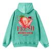 Fashion Womans Washed Hoodie Fresh Strawberriy Printed Streetwears Warm Cotton Oversize Pullovers Couple Clothes