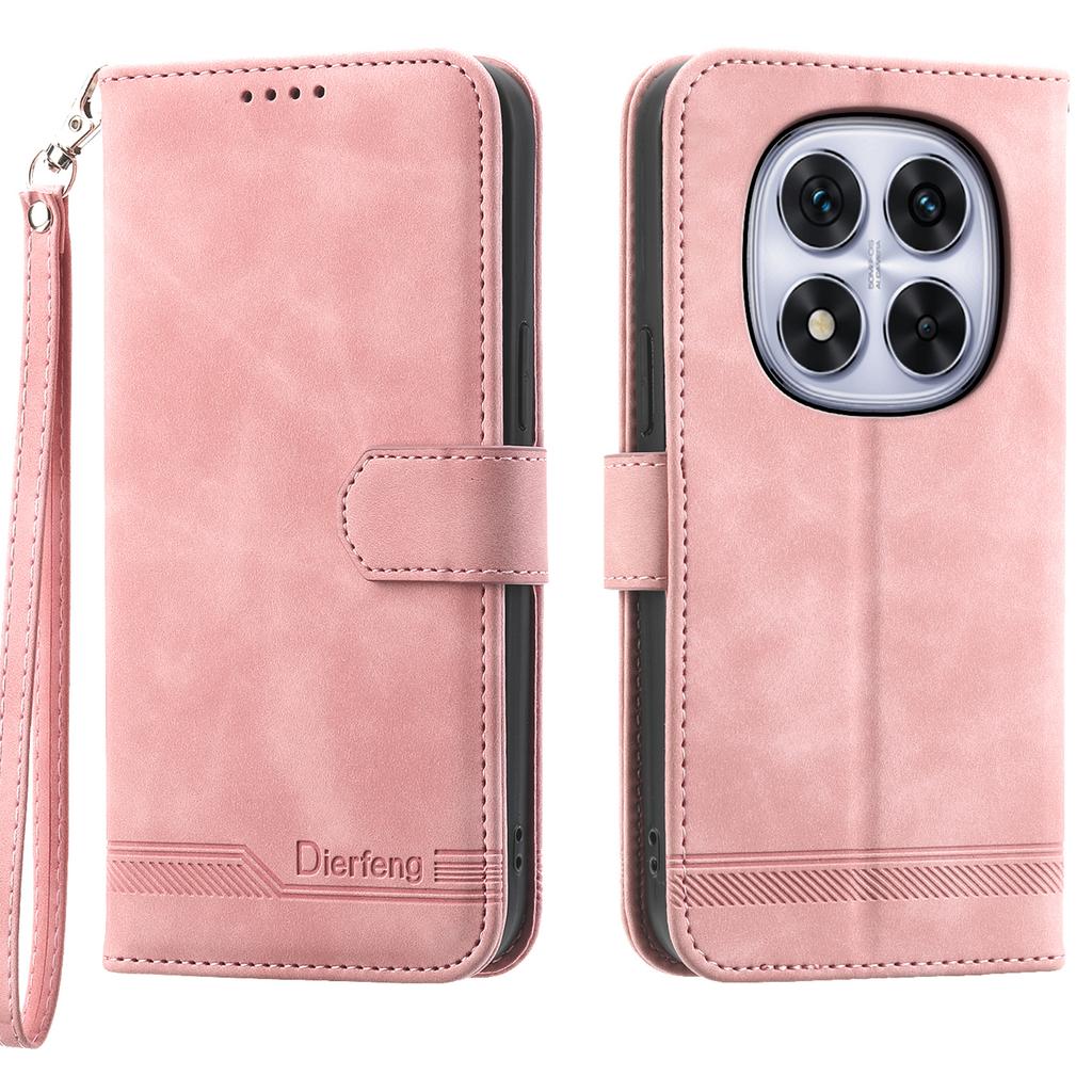 Für Xiaomi Redmi Note 14 Pro 5G/Poco X7 5G Lederhülle Linienprägung Brieftasche Handyhülle